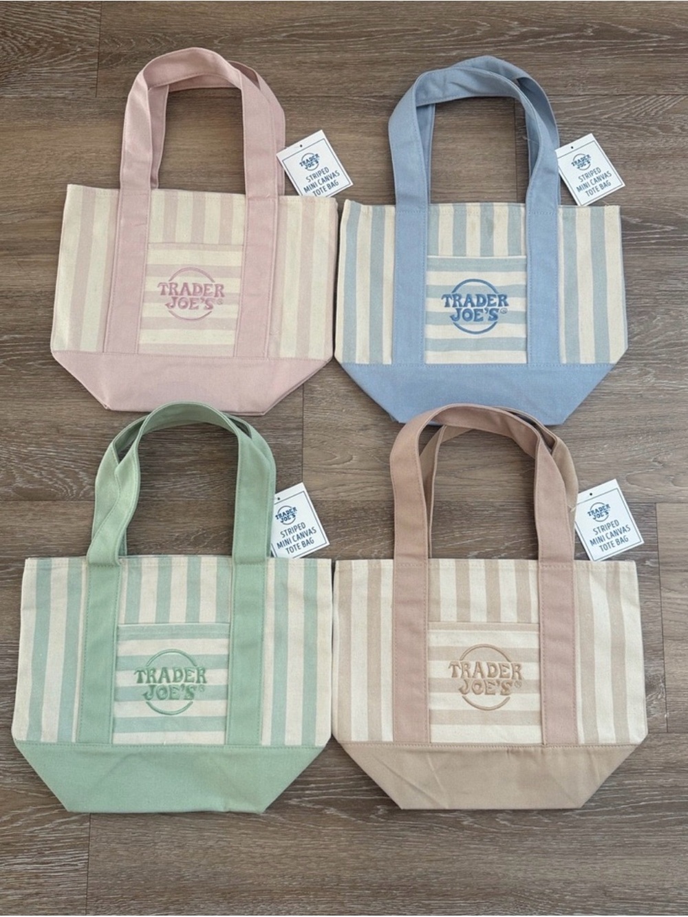 Trader Joe’s Bundle of 4 Women's Striped Canvas Tote Bag